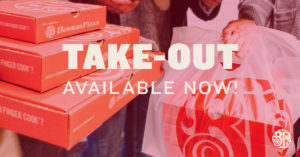 take out available now graphic with red background