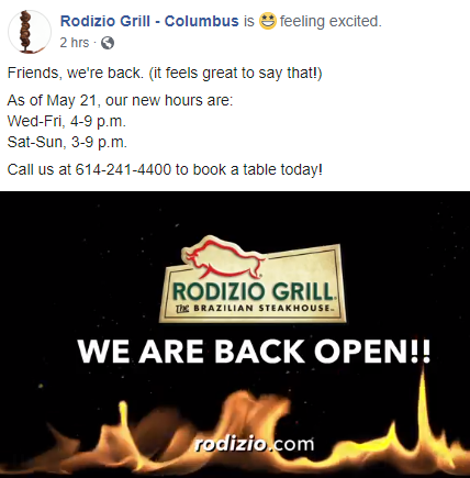 rodizio grill we're back open