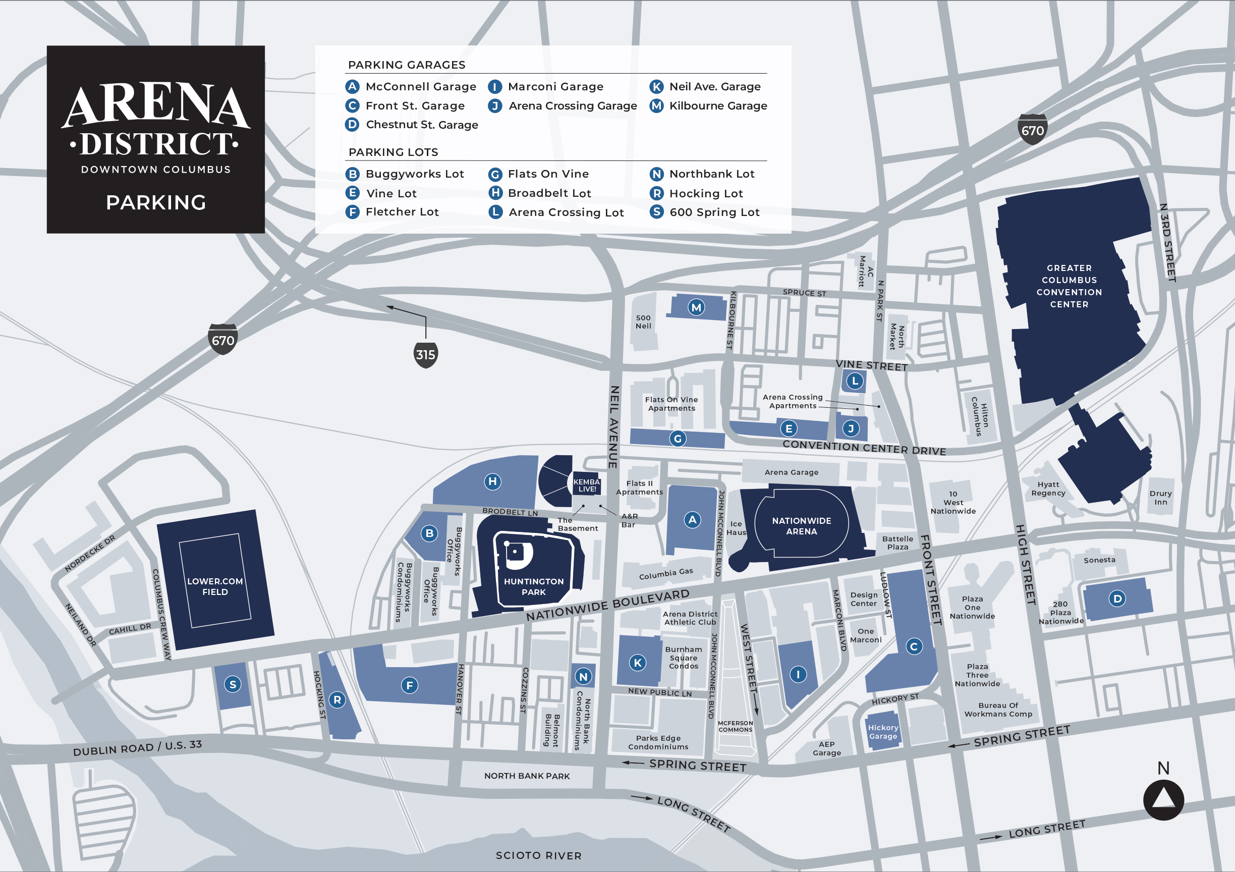 Arena District Parking Map