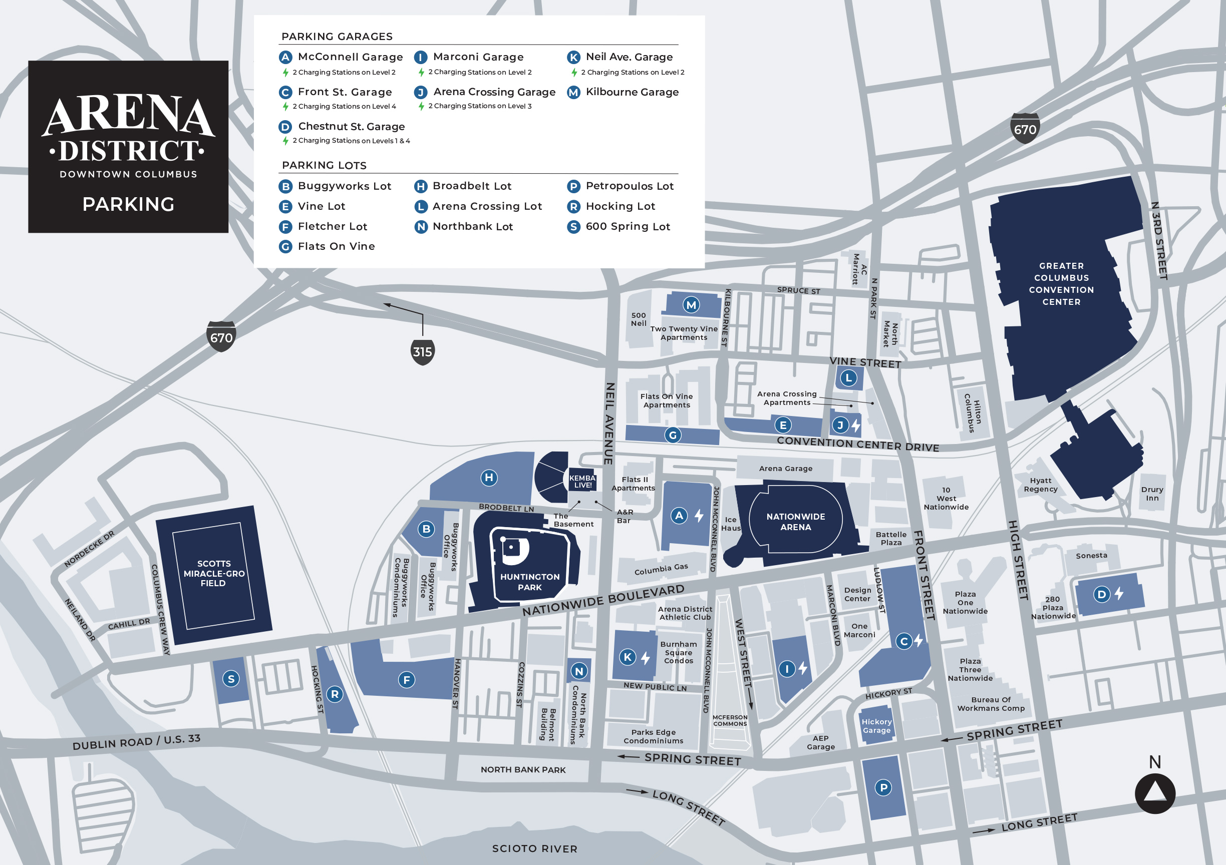 Arena District Parking Map